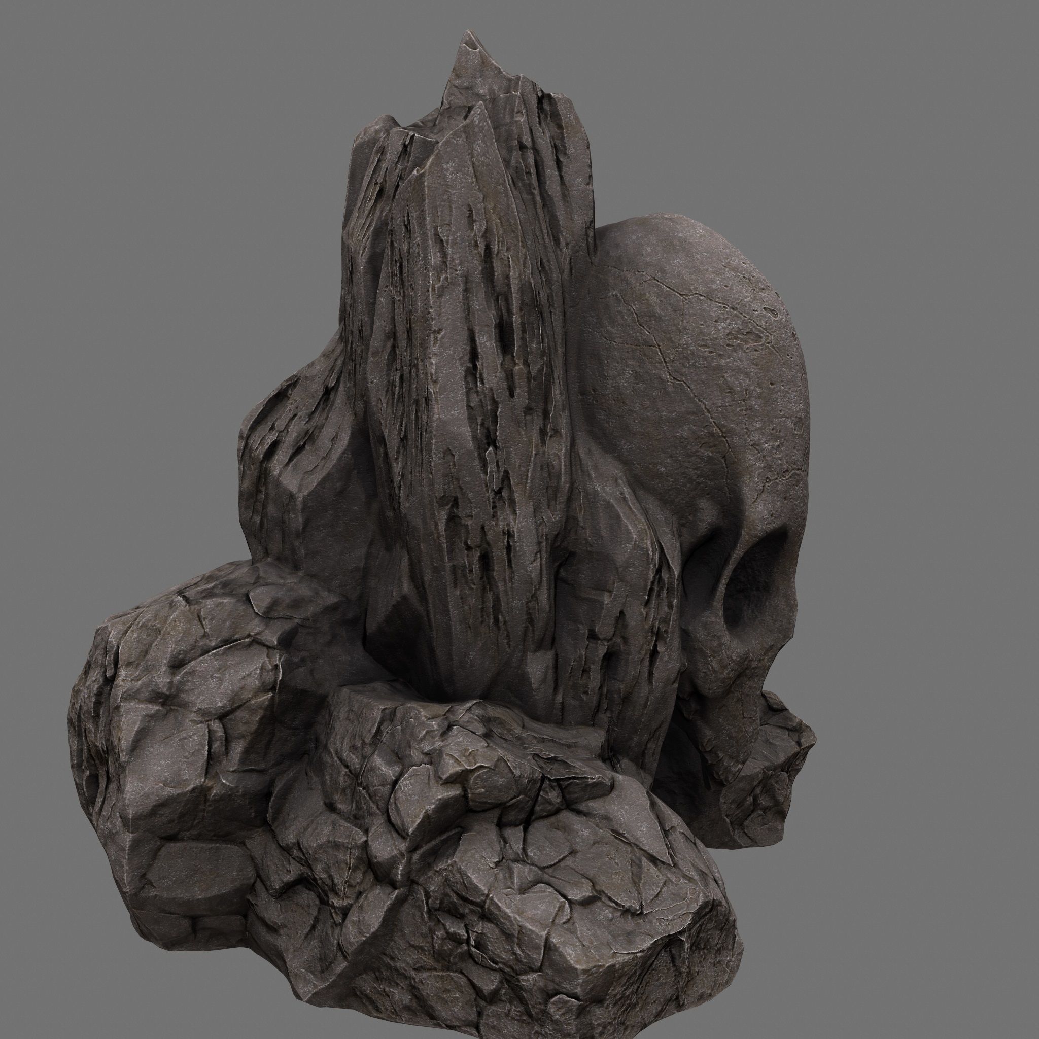 skull cave rock Low-poly 3D model_7