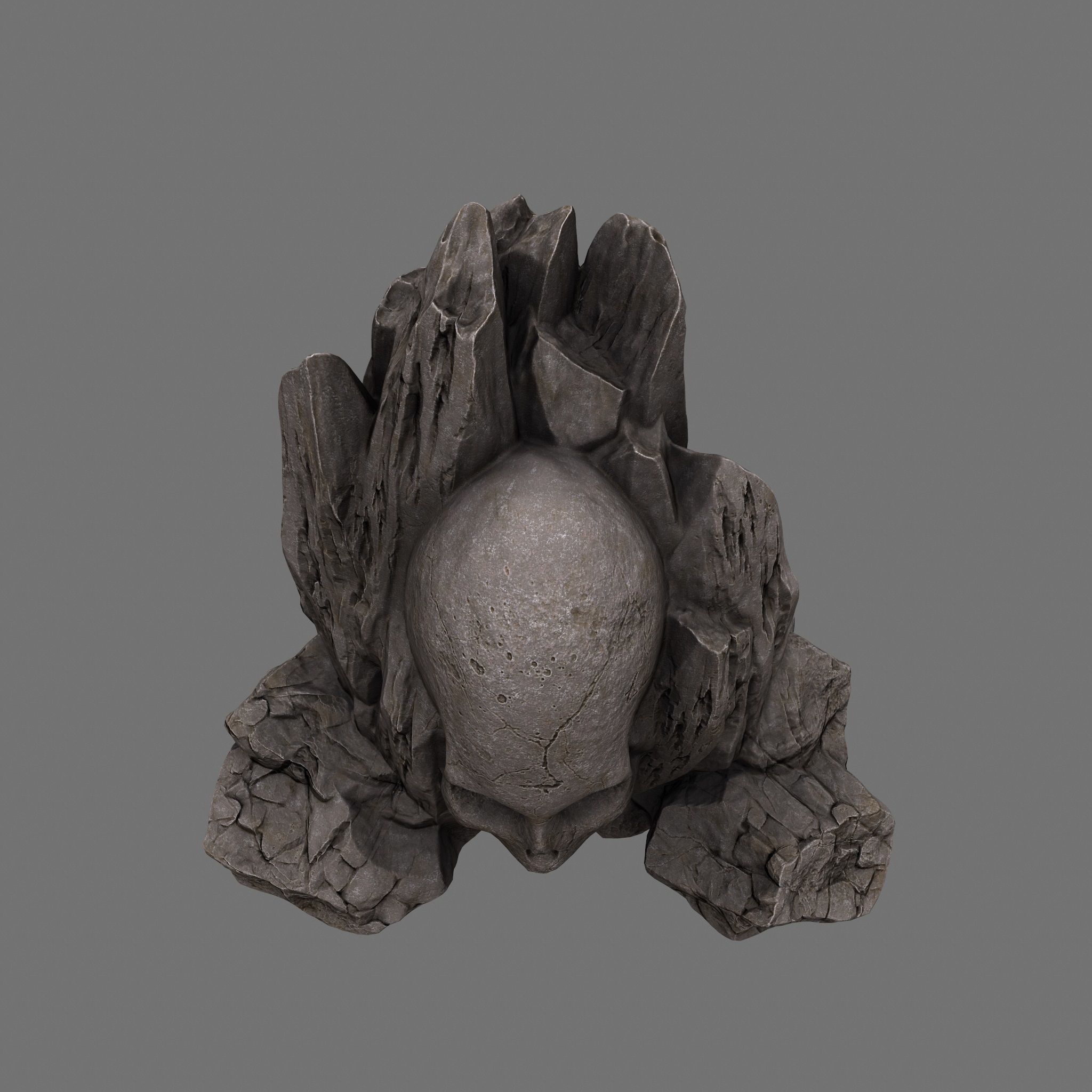 skull cave rock Low-poly 3D model_8