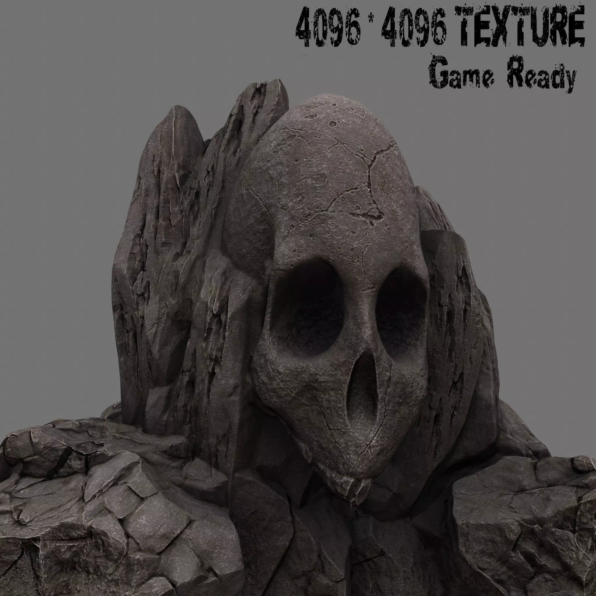 skull cave rock Low-poly 3D model_0