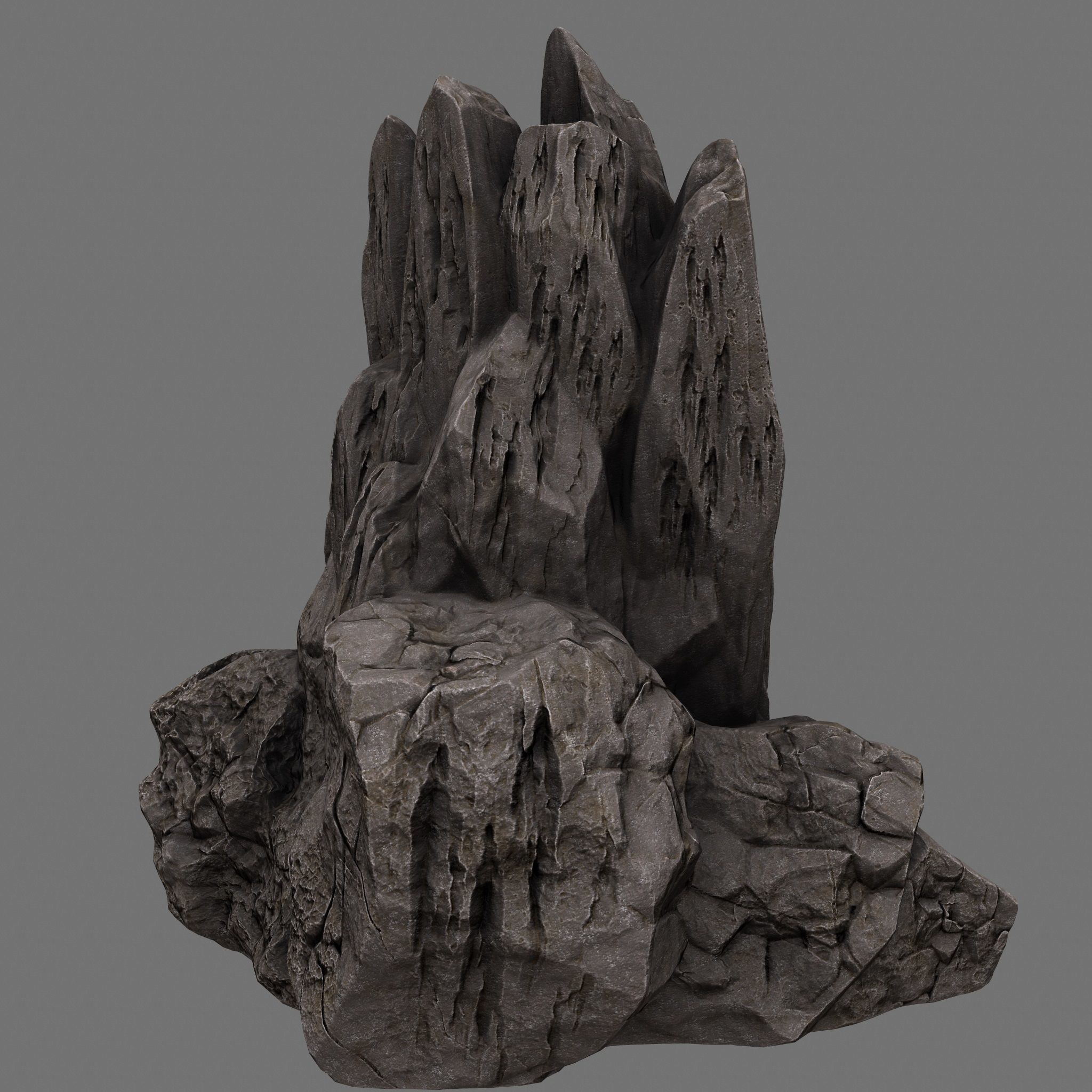 skull cave rock Low-poly 3D model_5