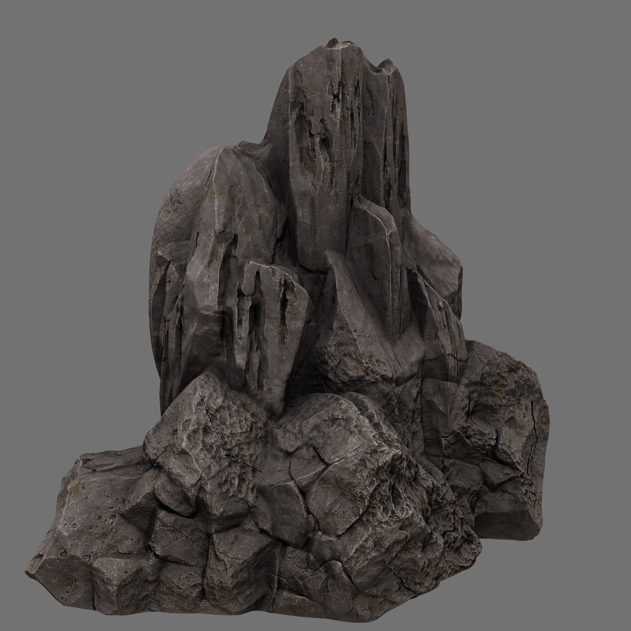 skull cave rock Low-poly 3D model_4