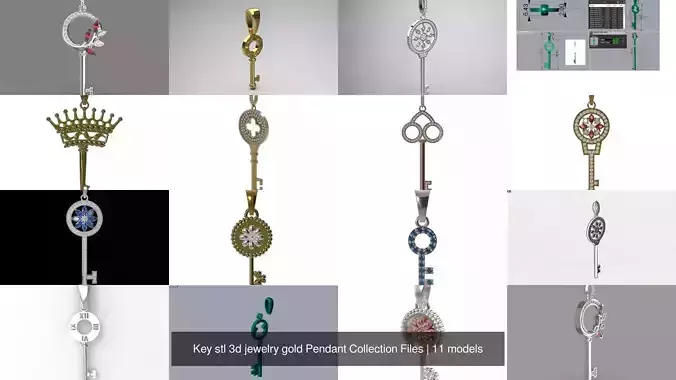 Key stl 3d jewelry gold Pendant Collection Files
