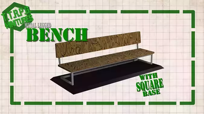 TTRPG and DnD Metal Leg Tavern Bench Miniature with Square Base