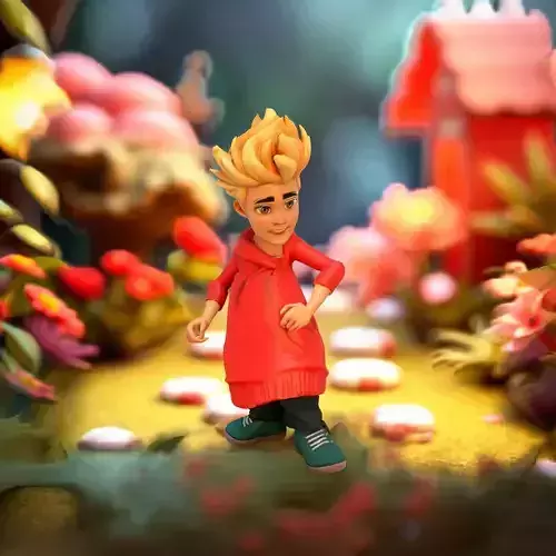 Energetic Red Hoodie Boy model pack