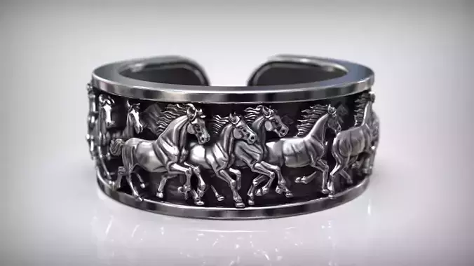 Herd of the Horses Cuff Ring Wild Horse Band