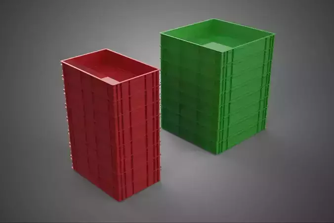 STACK STACKED PLASTIC PALLET SHALLOW CRATE BOX CONTAINER STORAGE