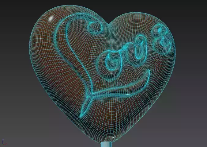Heart Love Chocolate Lollipop 3D model 3D model 2