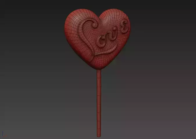 Heart Love Chocolate Lollipop 3D model 3D model 7