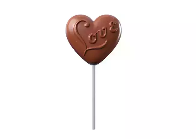 Heart Love Chocolate Lollipop 3D model