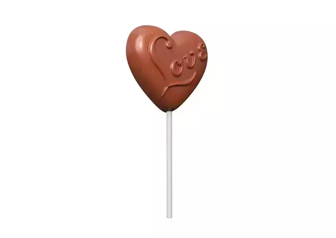 Heart Love Chocolate Lollipop 3D model 3D model 4