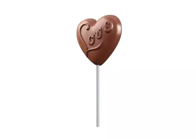 Heart Love Chocolate Lollipop 3D model 3D model 3