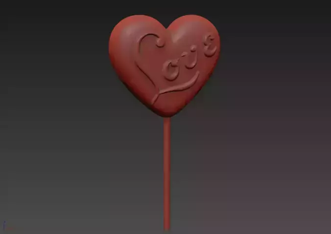 Heart Love Chocolate Lollipop 3D model 3D model 6