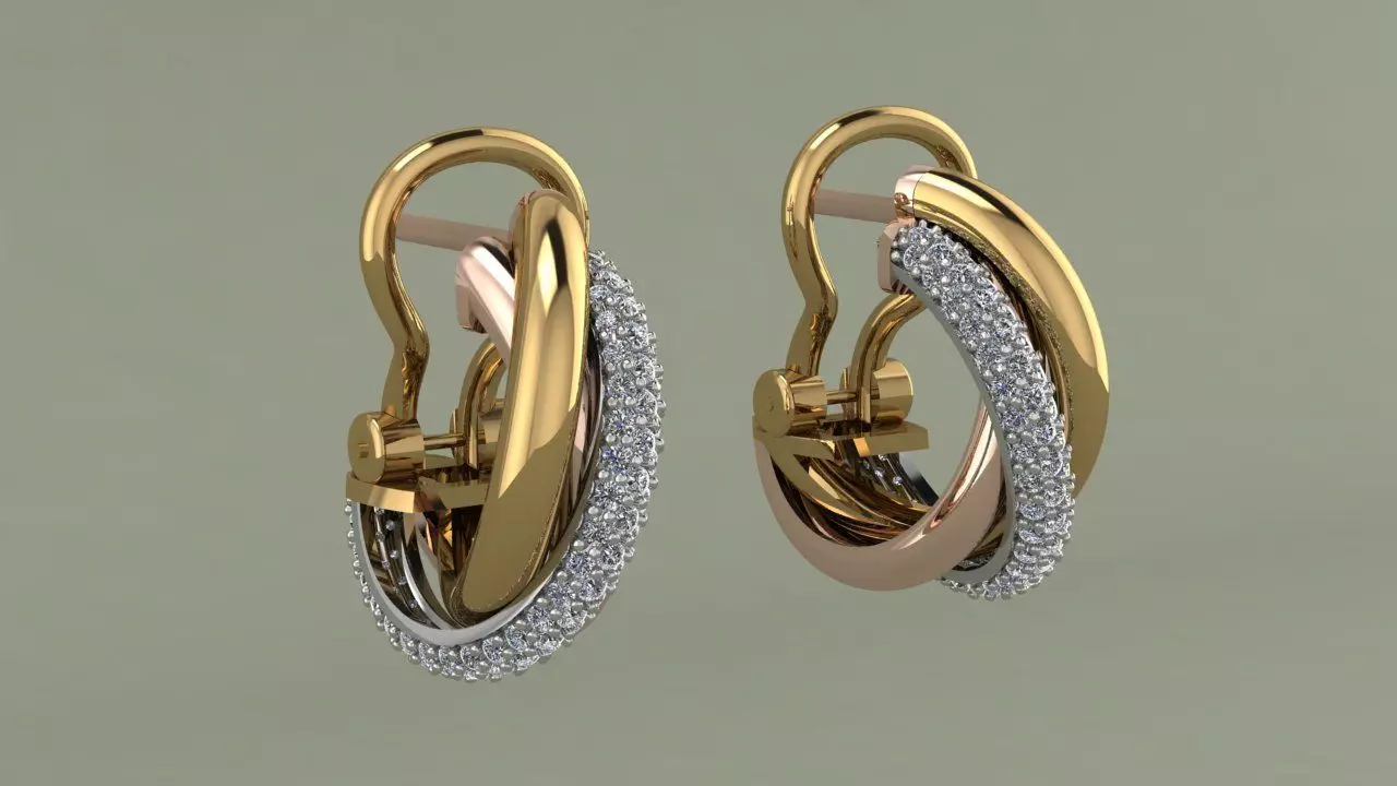 Trinity earrings stone model 3D print model