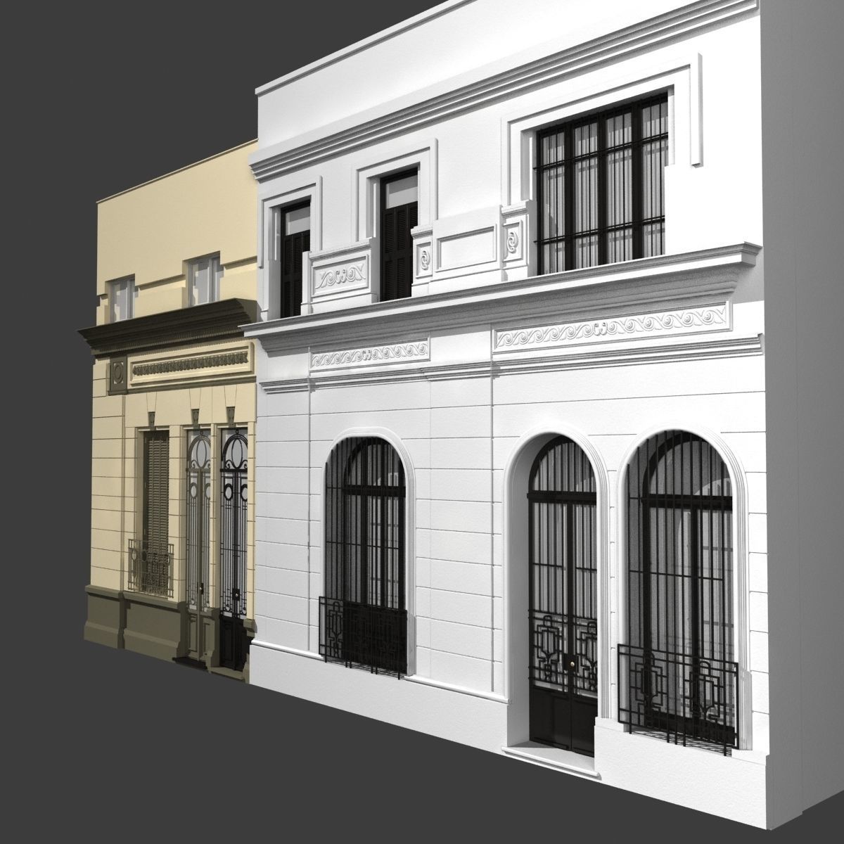 Classic building facade at Buenos Aires 3D model_1