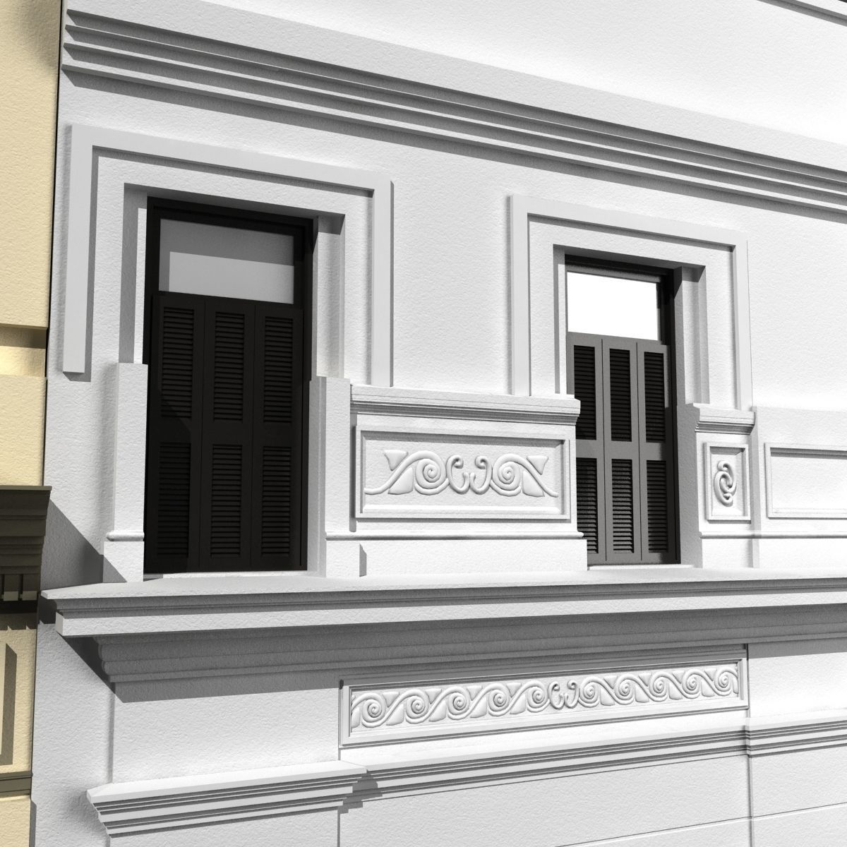 Classic building facade at Buenos Aires 3D model_4