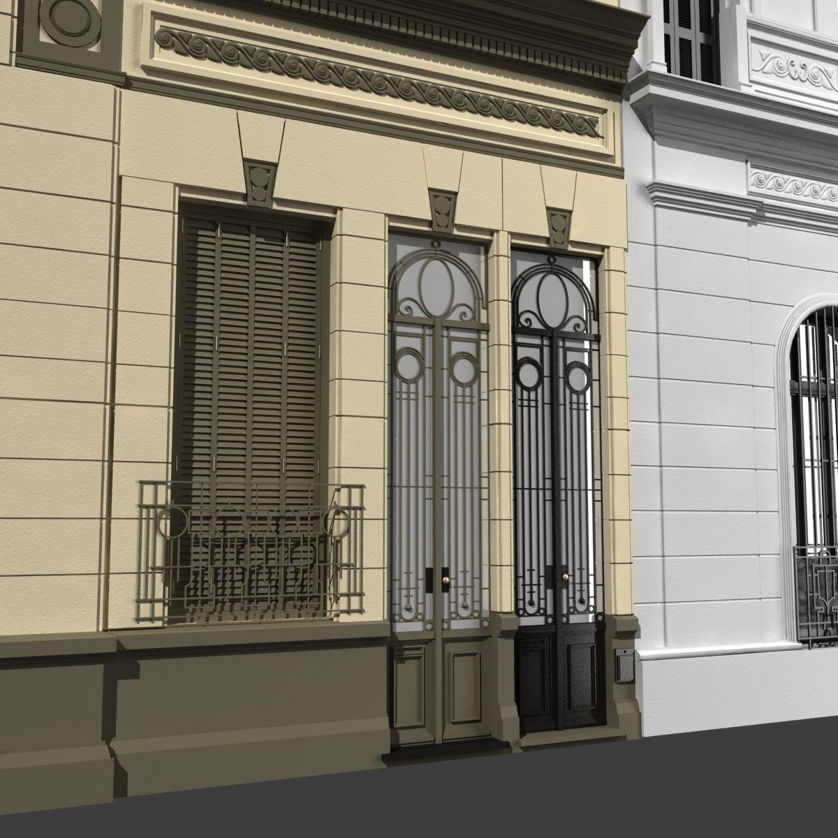 Classic building facade at Buenos Aires 3D model_6