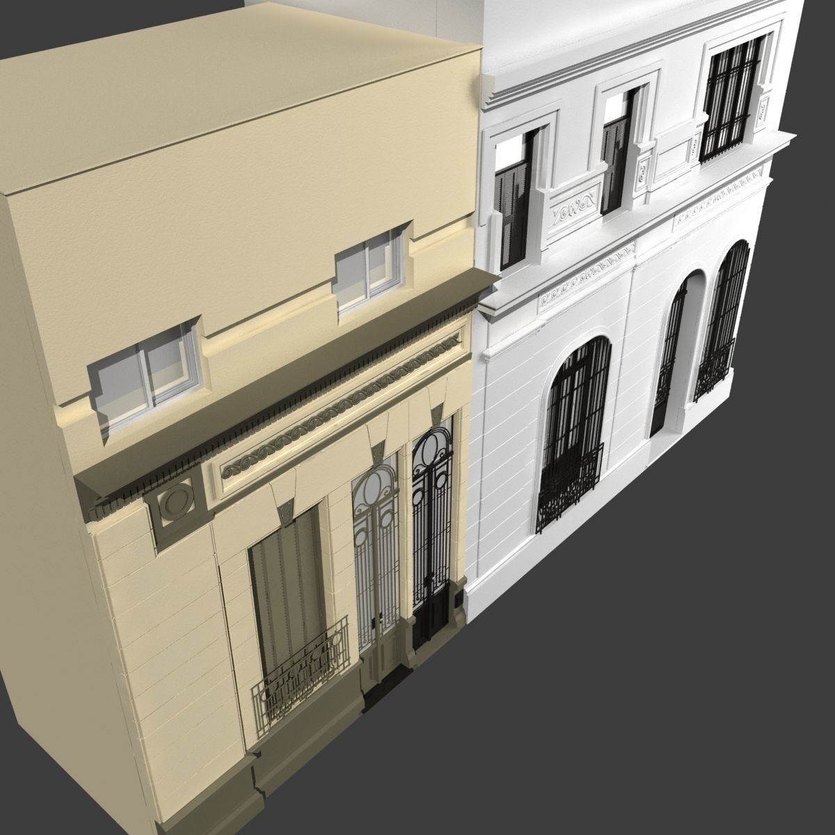 Classic building facade at Buenos Aires 3D model_5