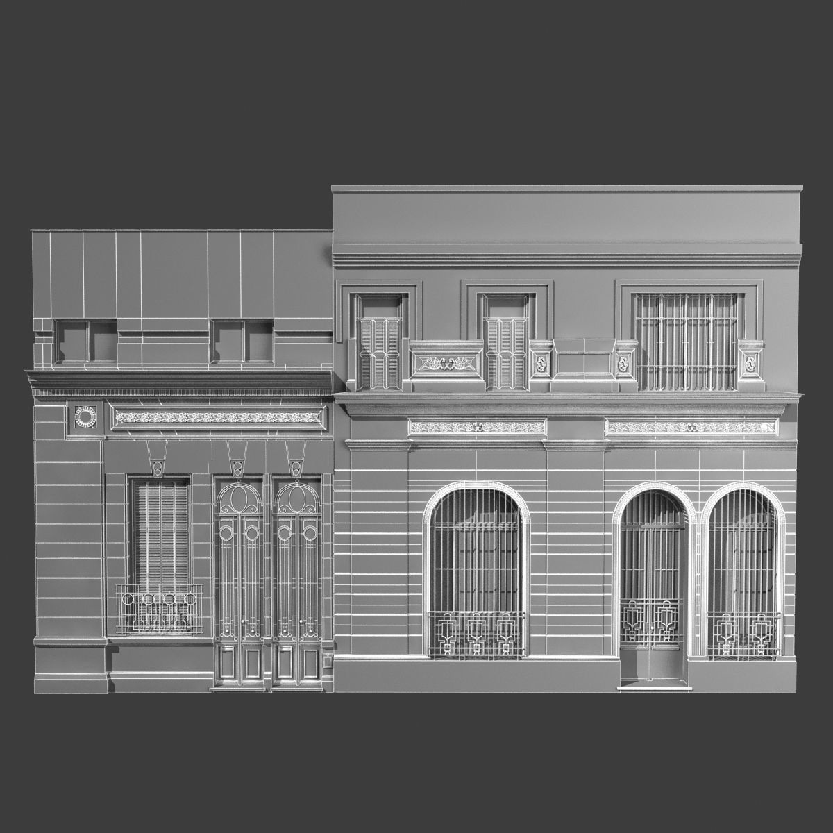 Classic building facade at Buenos Aires 3D model_7