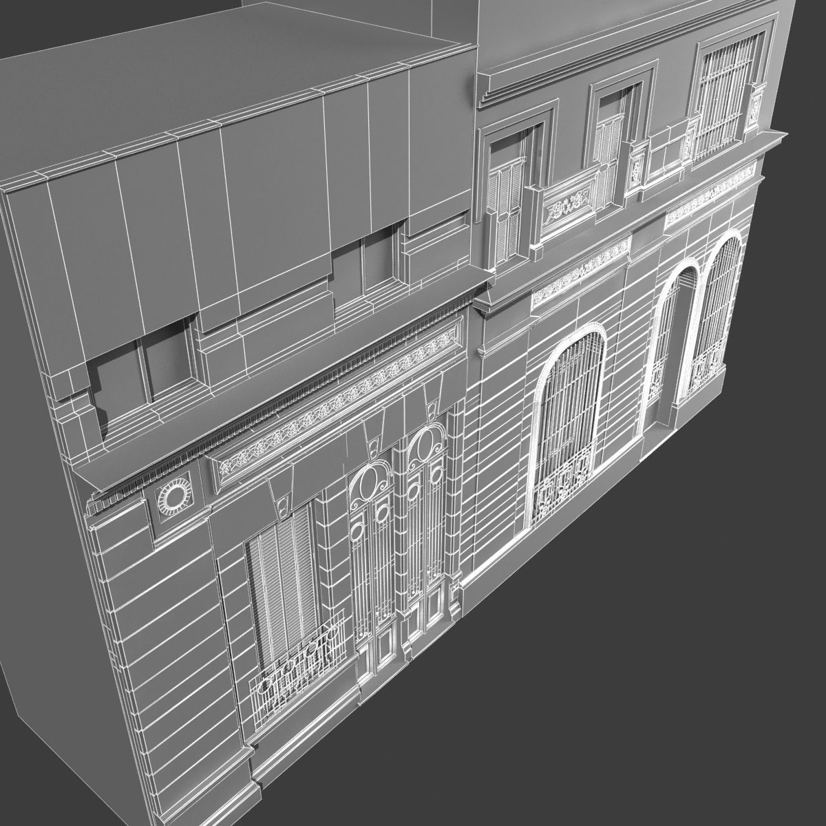 Classic building facade at Buenos Aires 3D model_8