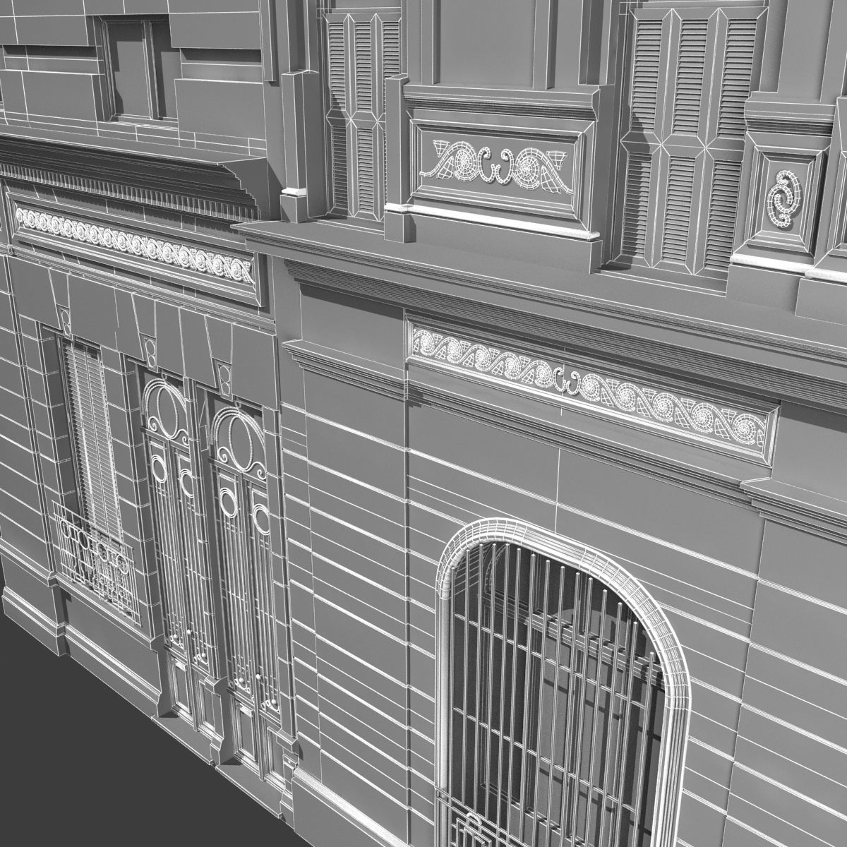 Classic building facade at Buenos Aires 3D model_10