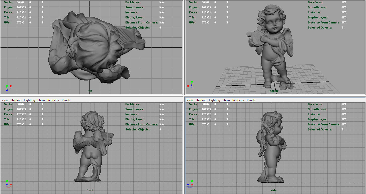 Angel statue of baby Low-poly 3D model_8