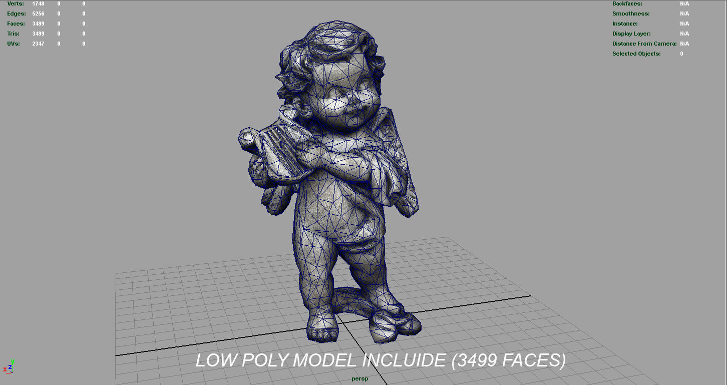 Angel statue of baby Low-poly 3D model_12
