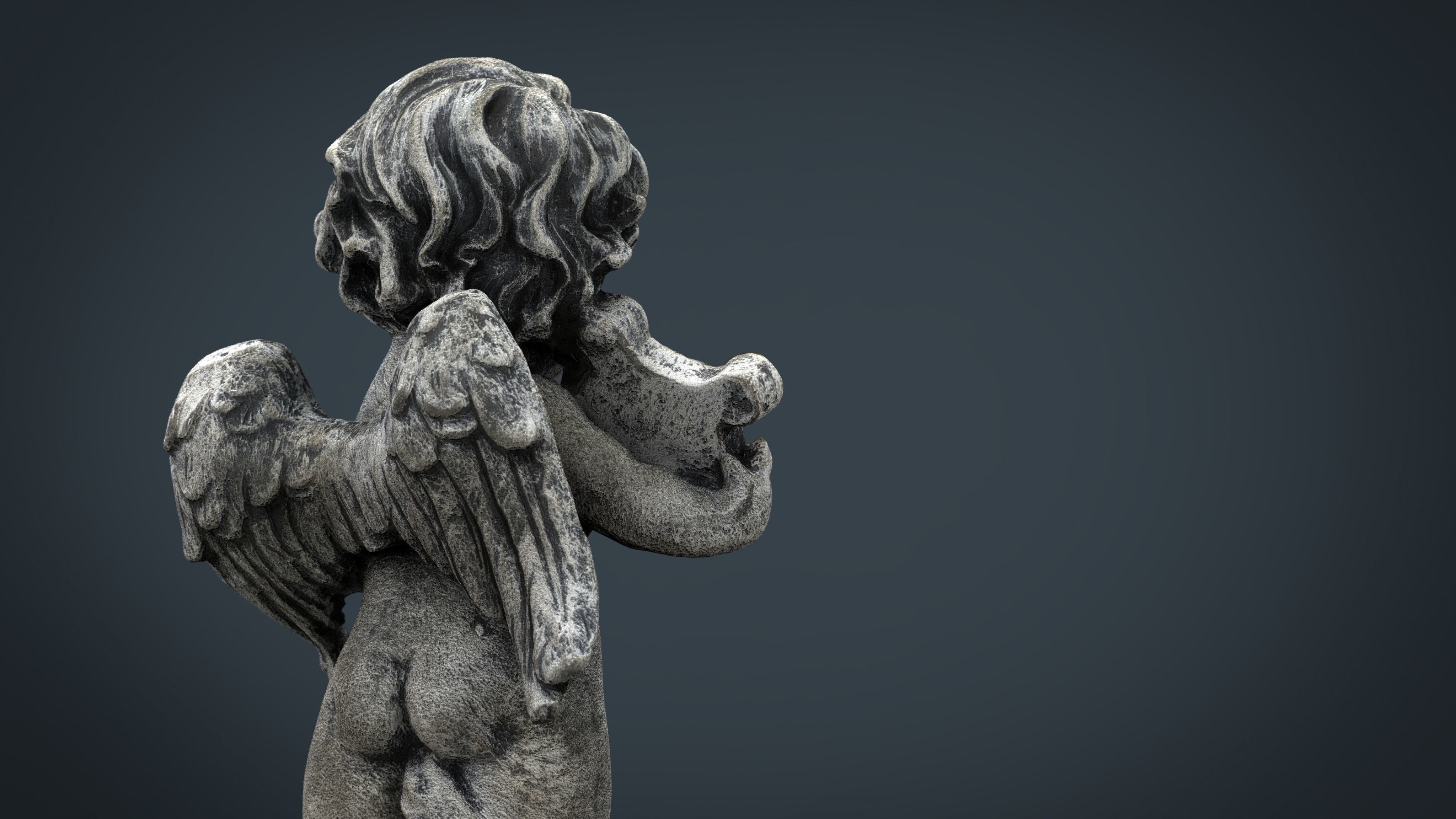 Angel statue of baby Low-poly 3D model_5