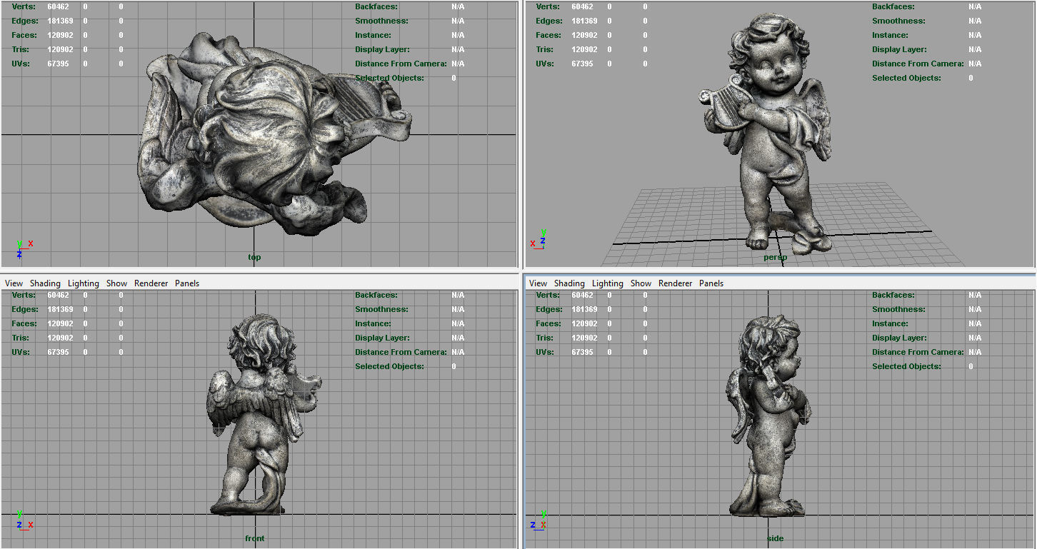 Angel statue of baby Low-poly 3D model_6