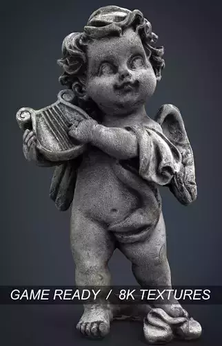 Angel statue of baby Low-poly 3D model