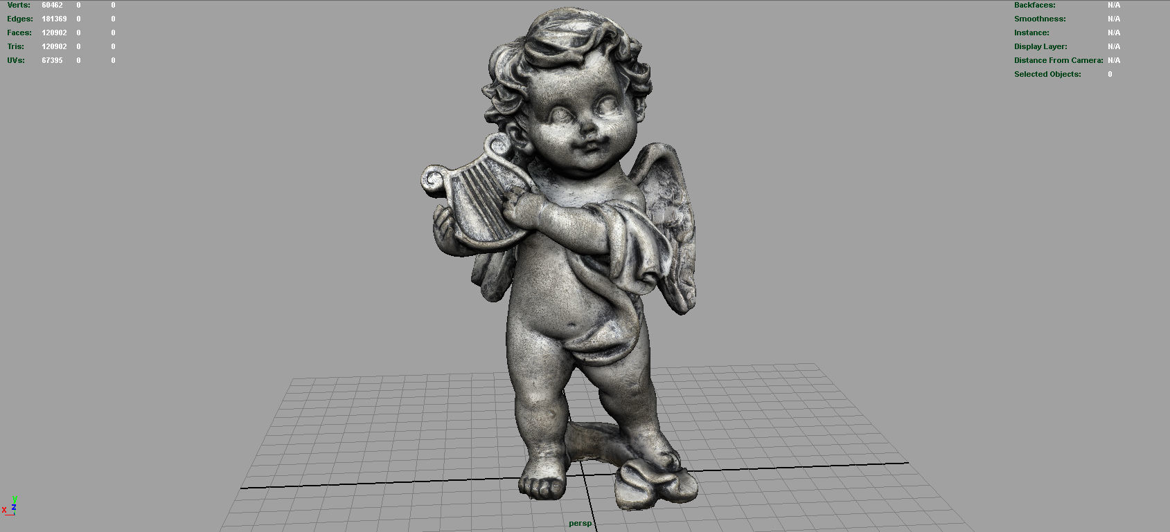 Angel statue of baby Low-poly 3D model_2