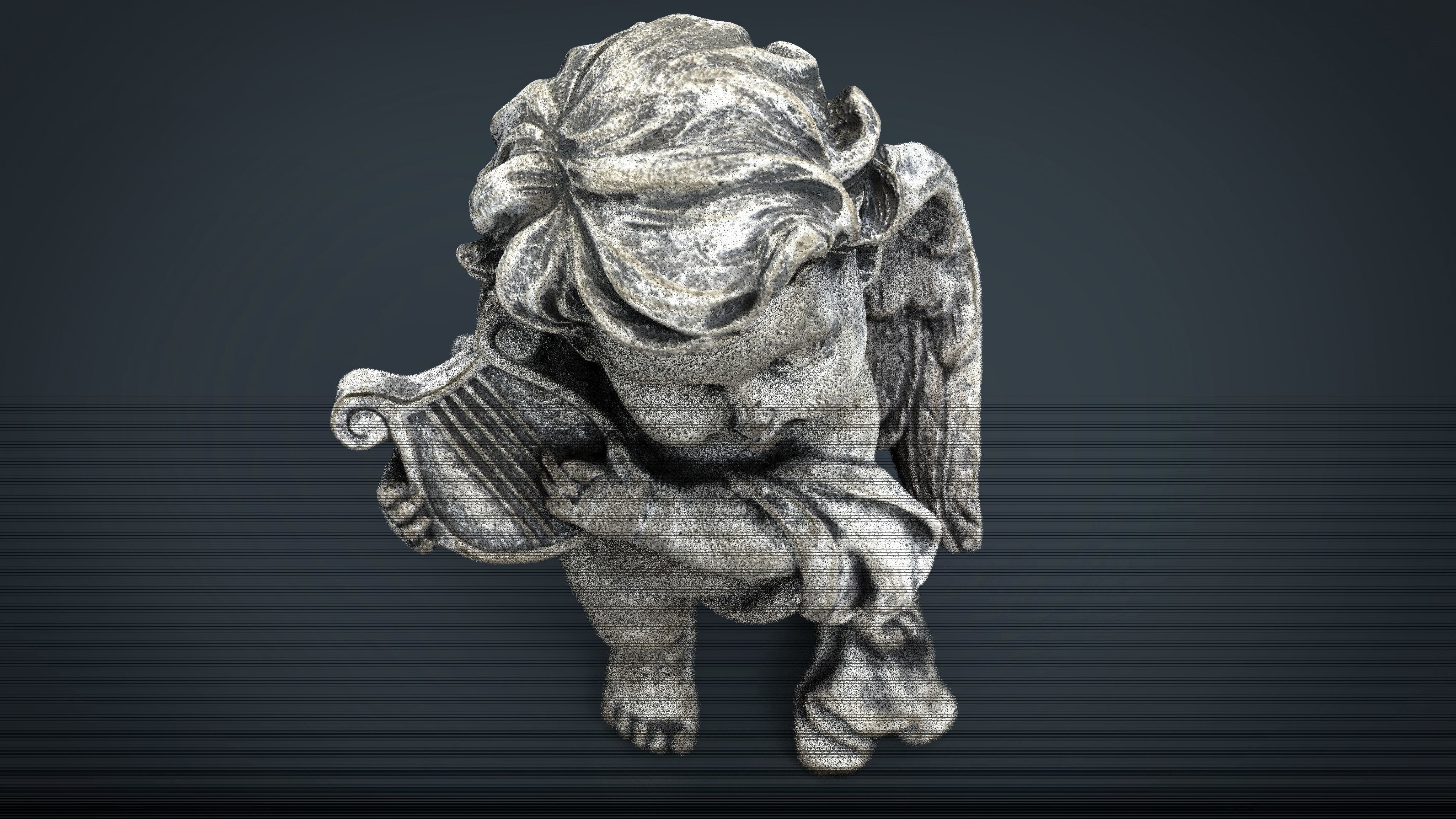 Angel statue of baby Low-poly 3D model_9