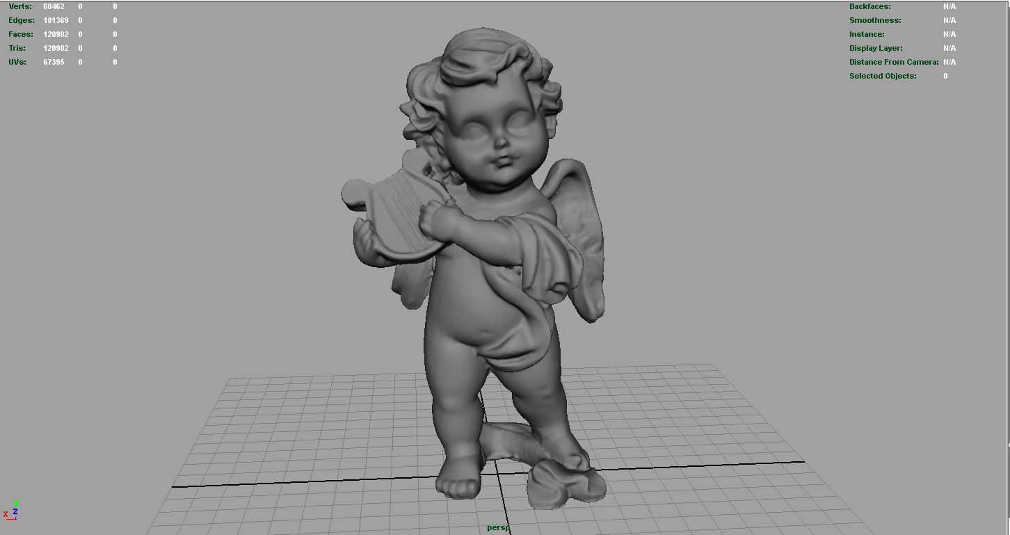 Angel statue of baby Low-poly 3D model_3