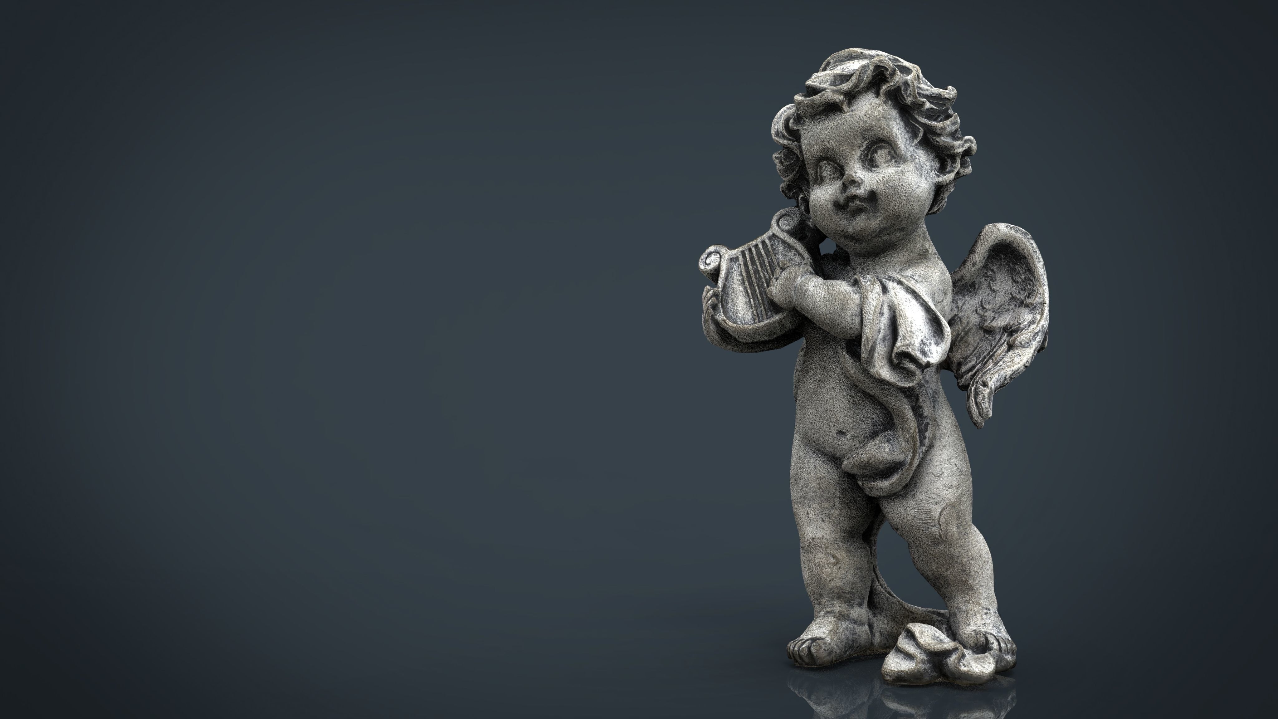Angel statue of baby Low-poly 3D model_4