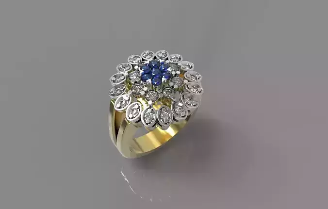 Ring flower with Diamonds