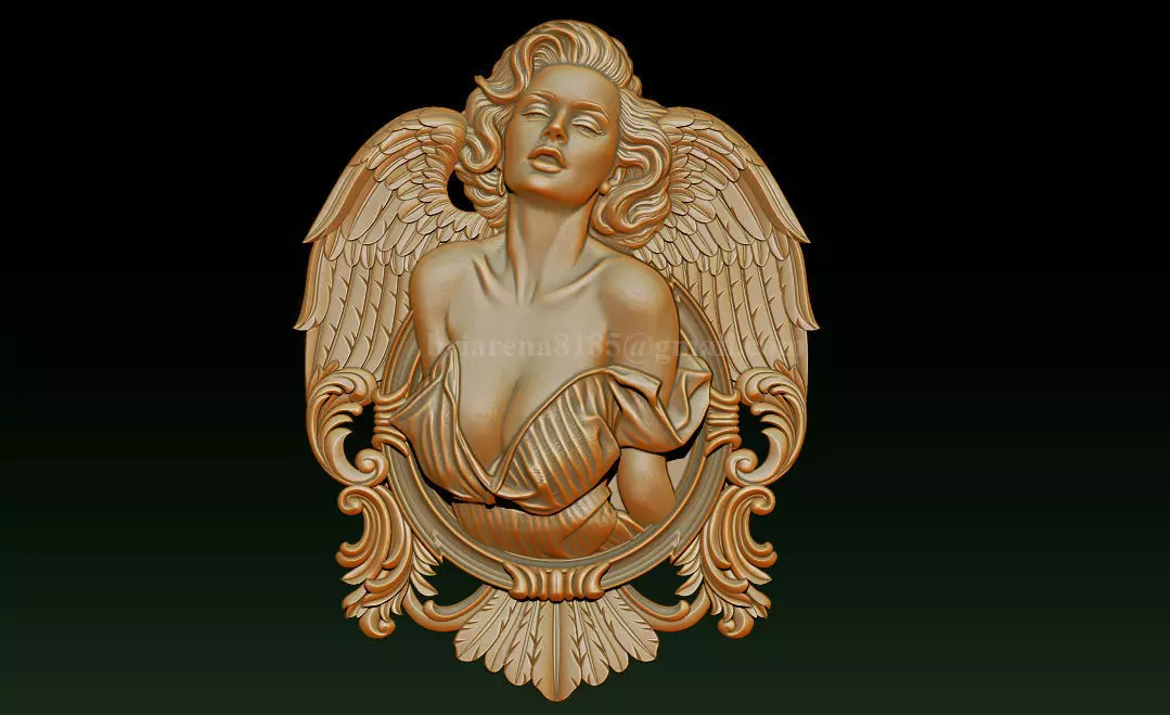 Angel Woman Relief STL File for CNC 3DPrinting Laser Engraving 3D print model