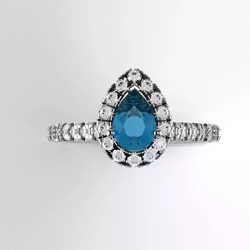 Pear Shape Halo Ring -  50 points  - 1-5 mm round Fishtail