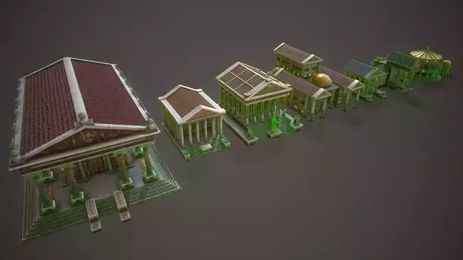 Temple Pack Low-poly 3D model 2