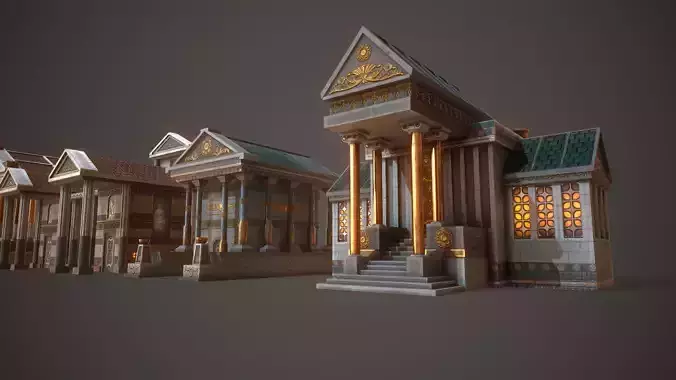 Temple Pack Low-poly 3D model 6