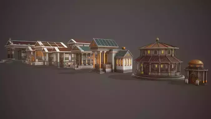 Temple Pack Low-poly 3D model 7
