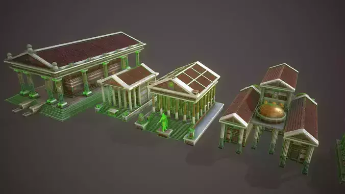 Temple Pack Low-poly 3D model 4