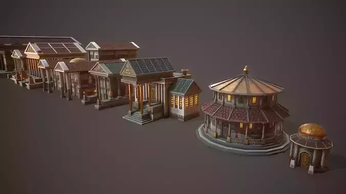 Temple Pack Low-poly 3D model 5