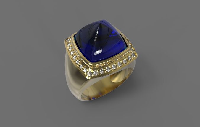 Ring With Sapphire 3D print model