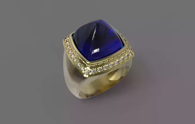 Ring With Sapphire 3D print model