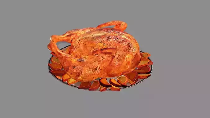 Grilled Food Chicken Low Poly 3D Model