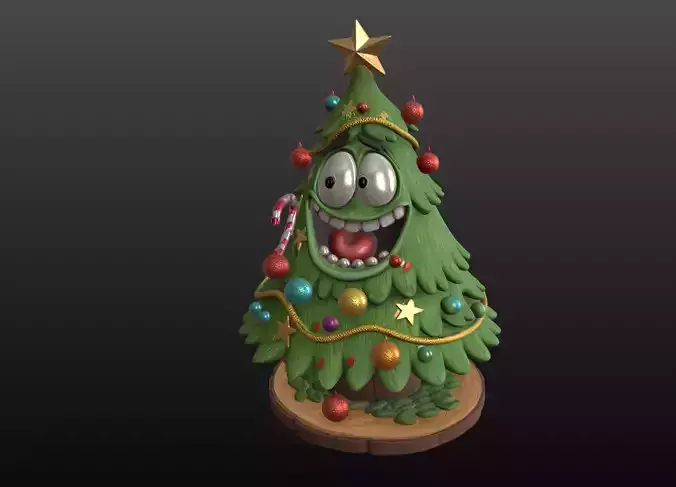 Christmas Tree Cartoon Playful Festive STL Model