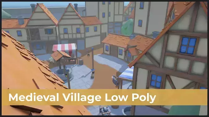 Stylized Medieval Settlement Low Poly