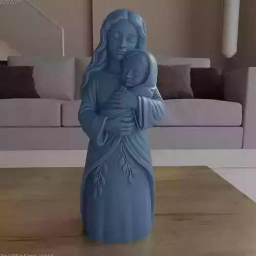 Virgin Mary and Baby Jesus Statue 3D Print STL File