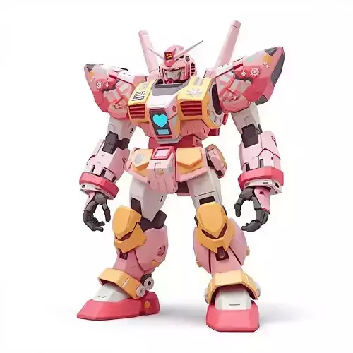 Pastel Love Mecha 3D Model Whimsical Combat Robot