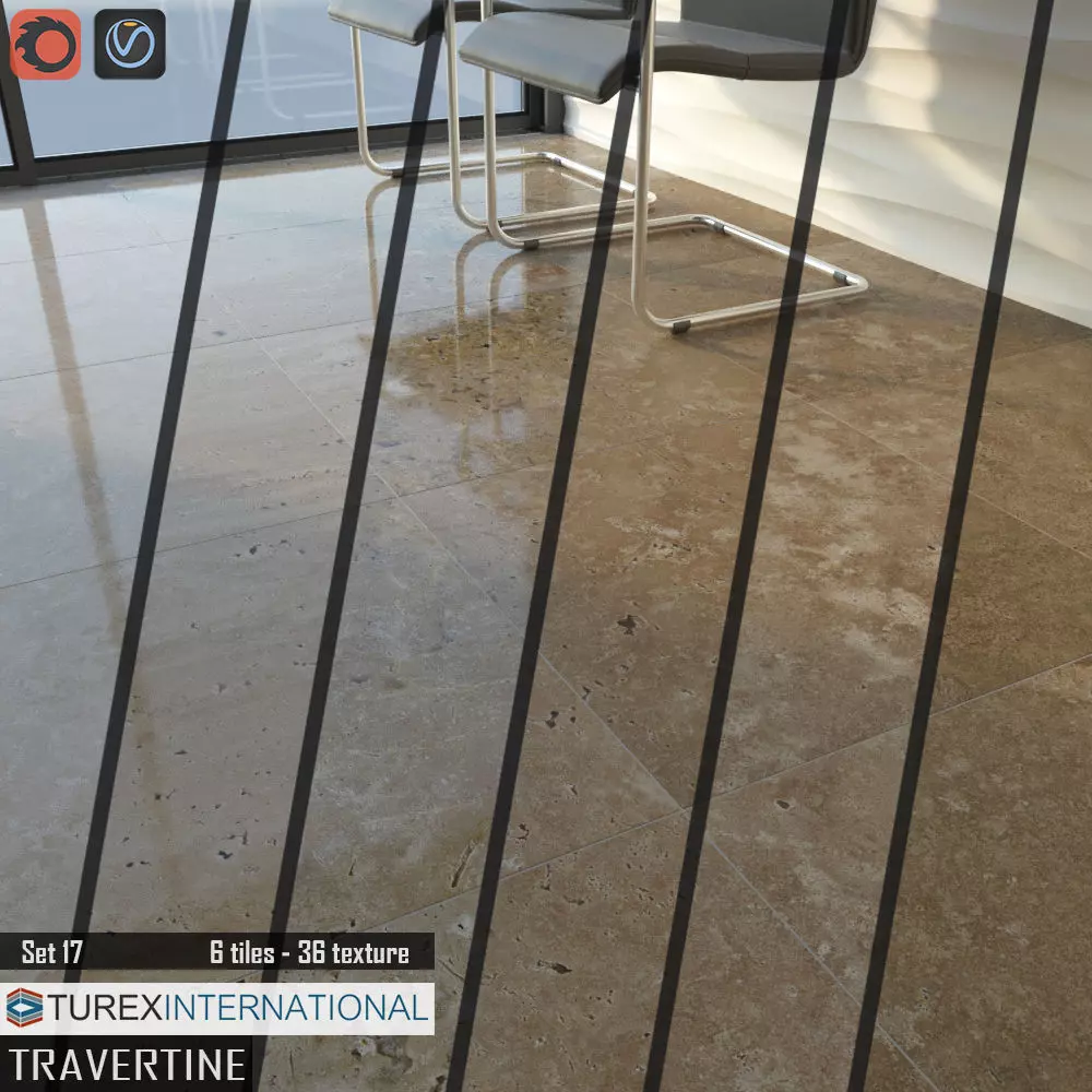 TUREX INTERNATIONAL Travertine Tiles Set 3D model_0