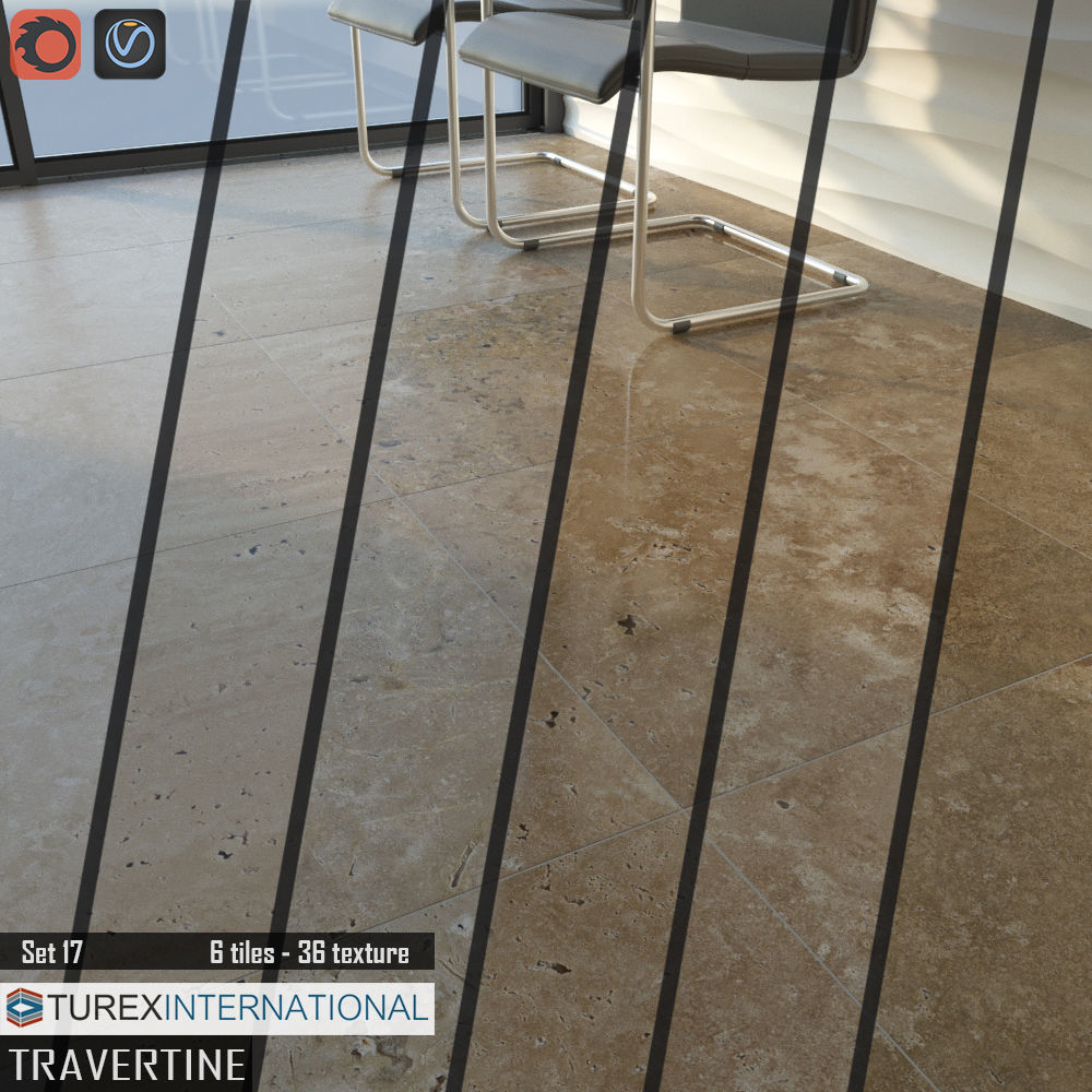 TUREX INTERNATIONAL Travertine Tiles Set 3D model_1